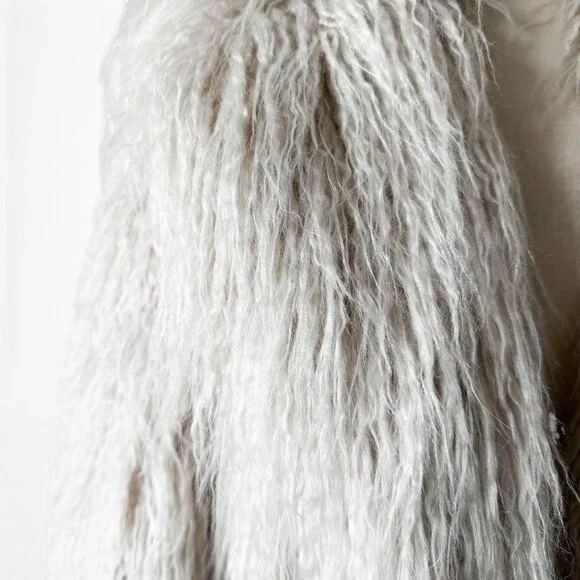 Vintage Y2K Off White Beige Faux Fur Oversized Teddy Style Coat Jacket Size M - Picture 7 of 7